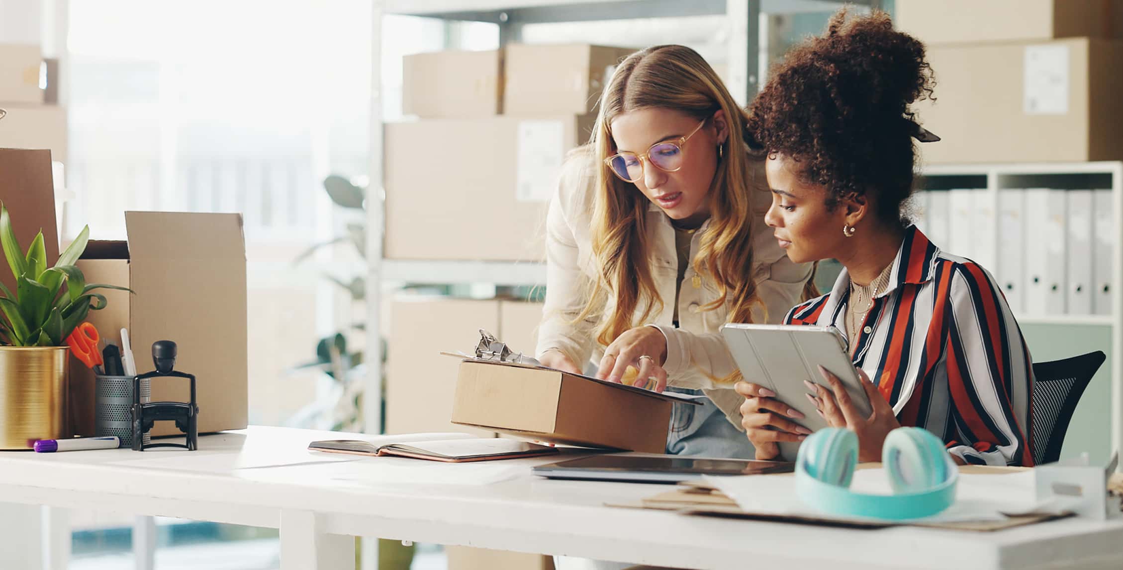 Small business team collaborating.